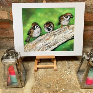 Top quality giclee print of 'Log Jam a sparrow painting by artist Janet Bird image 3