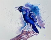 Omen - ORIGINAL raven painting by British artist
