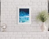 Original Abstract Seascape Painting: Acrylic Pouring Art by British Artist