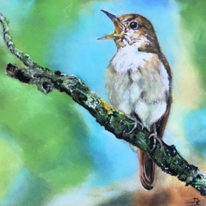 Top quality giclee print of 'Melody Maker' a nightingale painting by artist Janet Bird image 1