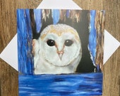 Owl Greeting Card by British Artist Janet Bird