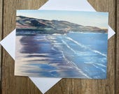 Cornish Beach Greeting Card by British Artist Janet Bird