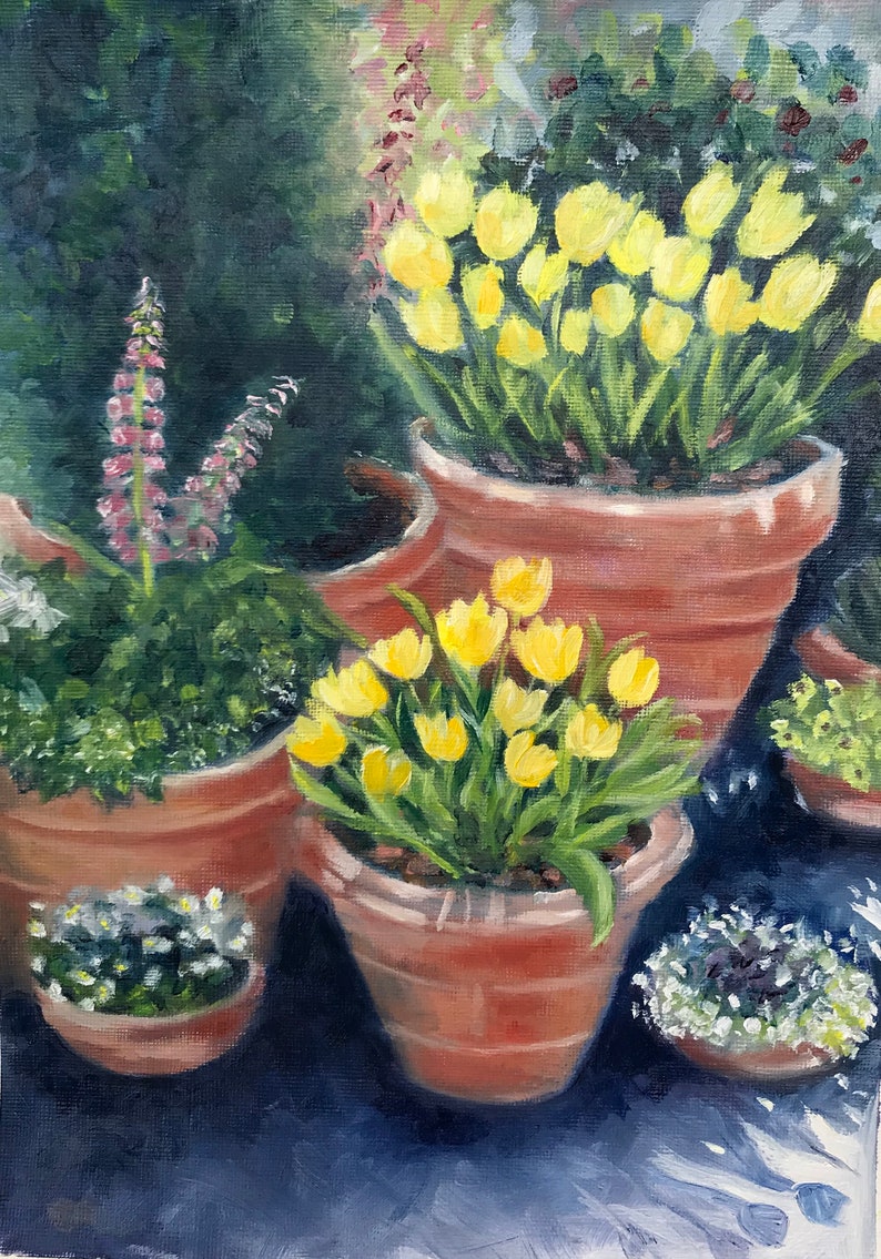 Top quality giclee print of 'Terracotta Pots a painting by artist Janet Bird image 1