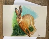 Hare Greeting Cardby British Artist Janet Bird