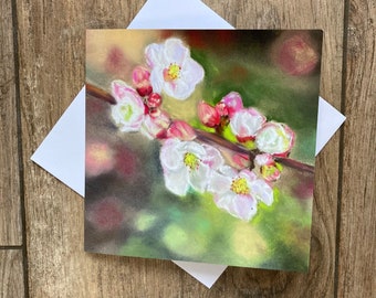 Spring blossom greeting card by UK artist Janet Bird