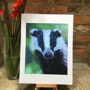 Top quality giclee print of 'Young Badger' a painting by artist Janet Bird image 2