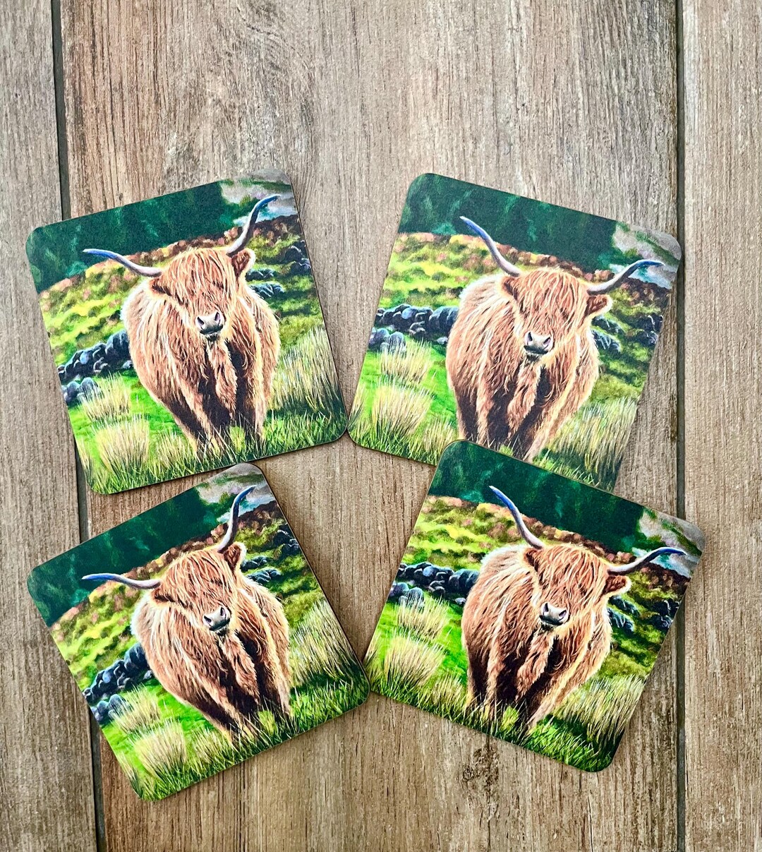 Set Di 4 Sottobicchieri In Ceramica A Forma Di Mucca Delle