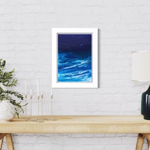 Pintura abstracta original de paisaje marino: arte de vertido acrílico de un artista británico