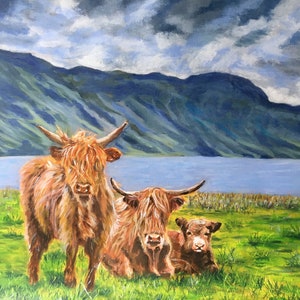 Top quality giclee print of &#39;Highlanders&#39; a painting by artist Janet Bird
