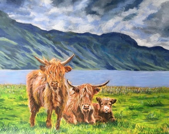 Top quality giclee print of 'Highlanders' a painting by artist Janet Bird
