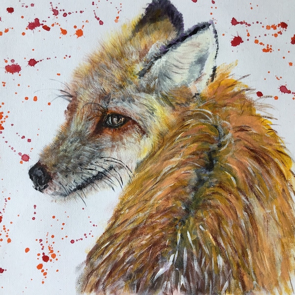 Top quality giclee print of 'Backward Glance' a fox painting by artist Janet Bird