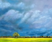 Original Acrylic Landscape Painting: Sunlight and Storm Clouds