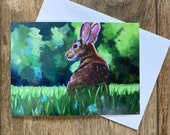 Rabbit Greeting Card by British artist Janet Bird