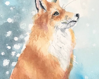 Gorgeous Giclee print of ‘Snow Gazing Fox’ by British artist