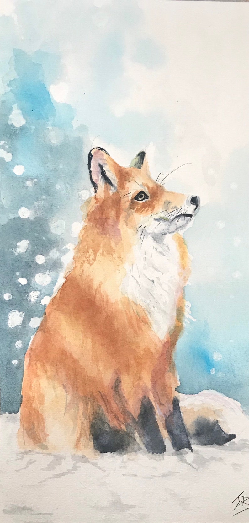 Gorgeous Giclee print of Snow Gazing Fox by British artist image 1