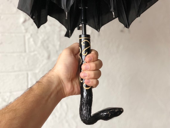 Compradores: Tienda Paraguas Con Diseño Negro Y Mango Con Cabeza