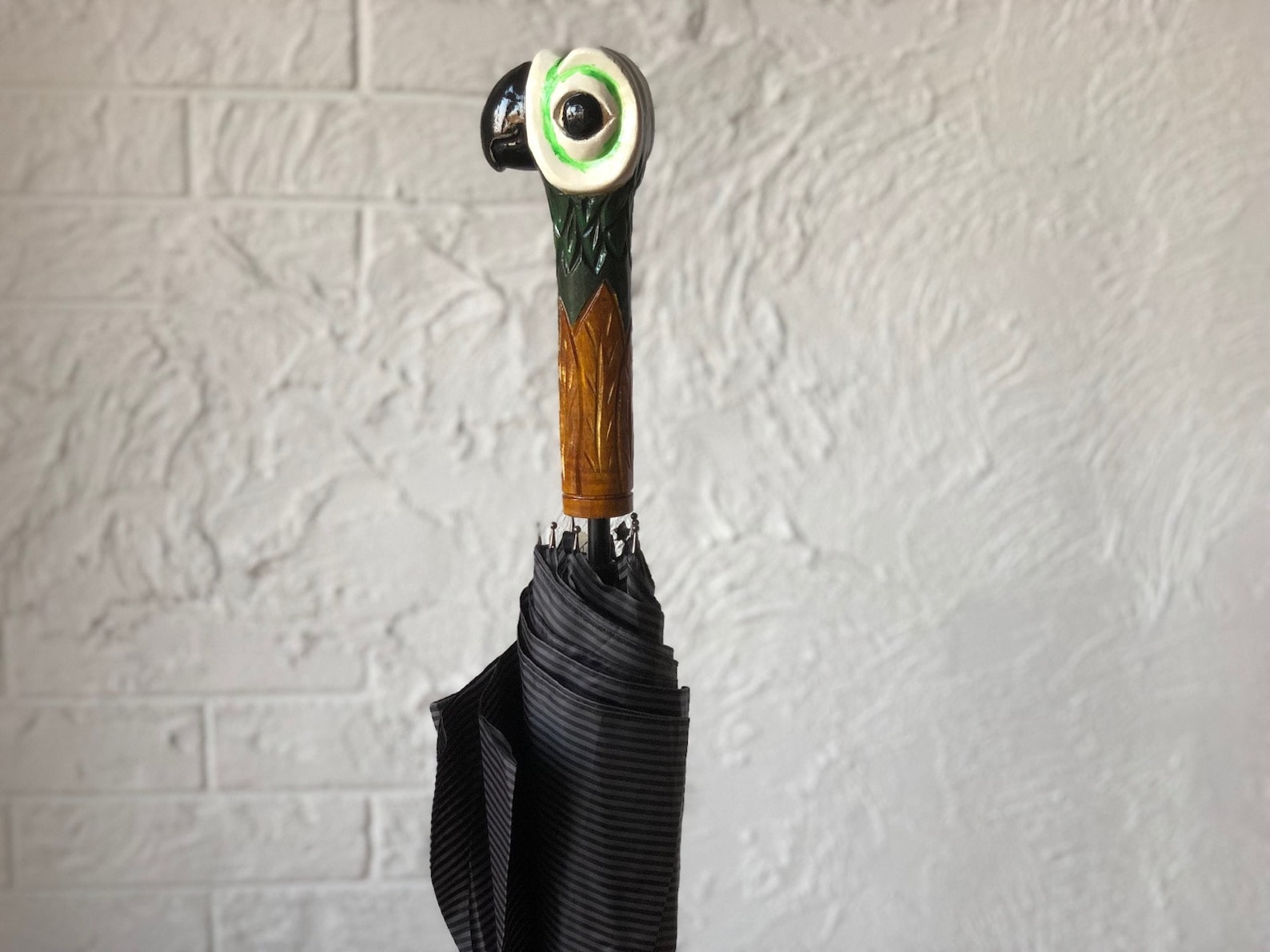 Parrot Umbrella Hand Carved Umbrella Parrot Wooden Handle Etsy