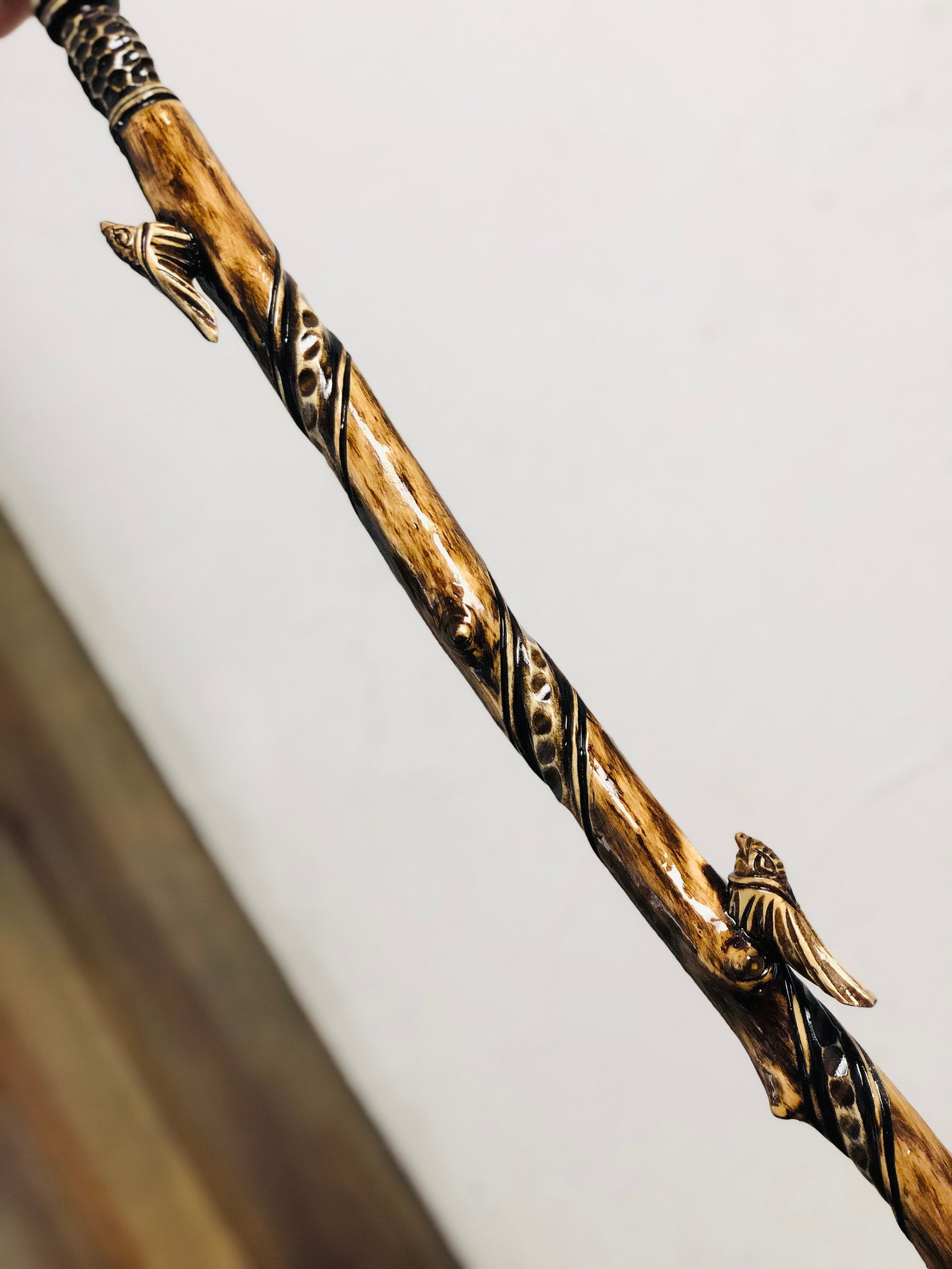 Wooden wizard staff Magic Druid Staff | Etsy