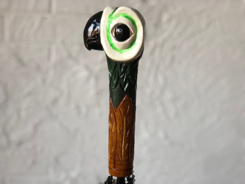 Parrot Umbrella Hand Carved Umbrella Parrot Wooden Handle Etsy