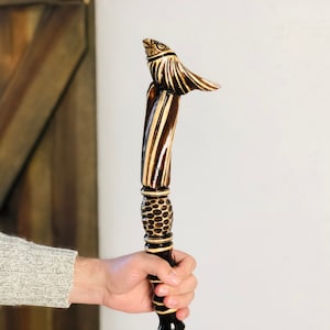 Handmade Wooden Wizard Staff: Carved Hiking Stick (59 inch)