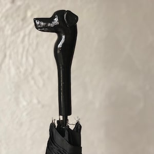 Vintage Dog Umbrella: Carved Wooden Handle, Retro Style