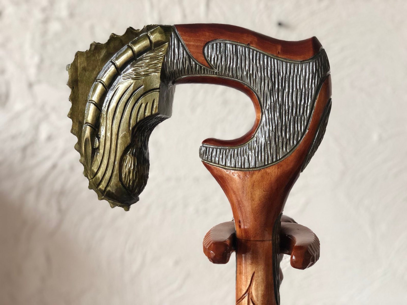 Dragon bastón de caminar madera tallado a mano Bastón para | Etsy