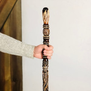 Walking staff, Mage staff, Wooden hiking stick, Wizard staff, Hiking staff