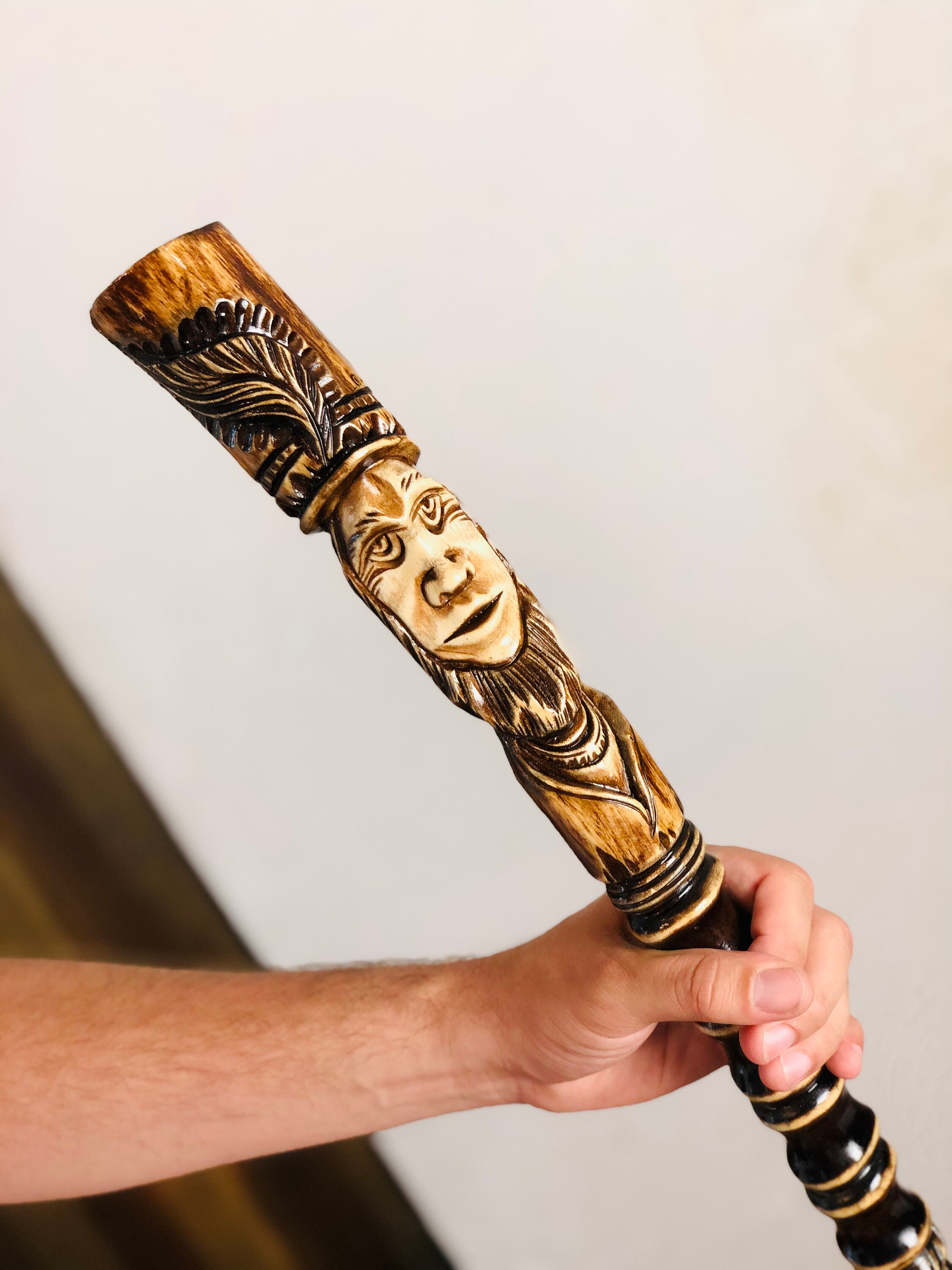 Wooden hiking Stick Wood walking stick Hiking staff Wood Etsy