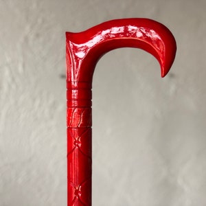 Custom walking cane Red walking cane Wooden walking stick cane for woman cane for girl beautiful handmade wooden cane unique gift