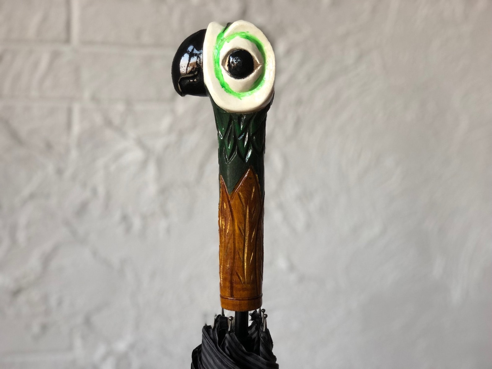 Parrot Umbrella Hand Carved Umbrella Parrot Wooden Handle Etsy