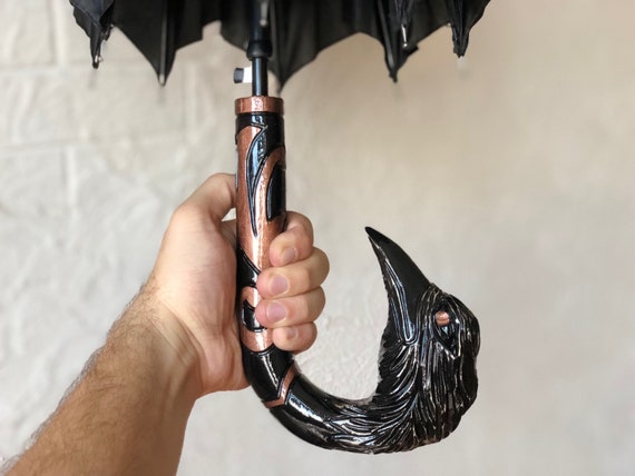 Unieke paraplu raven hand gesneden houten paraplu - Etsy België