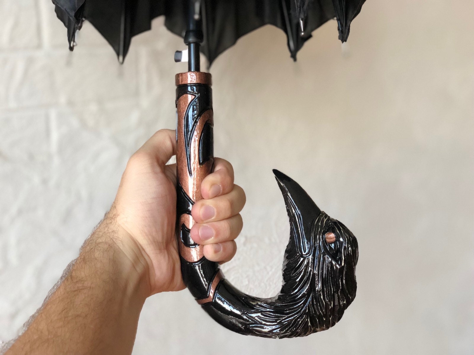 Designer Hand Carved Handle Umbrella For Mens, Parasol