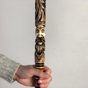 Larp staff, Wizard staff, Carved wood magic staff