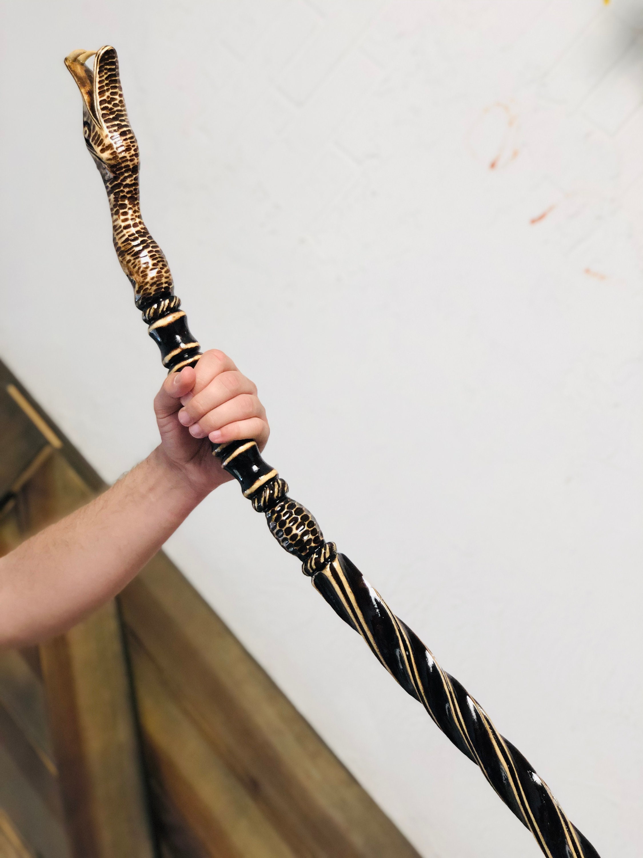 Wizard walking stick Wizard staff Wooden hiking staff Larp Etsy