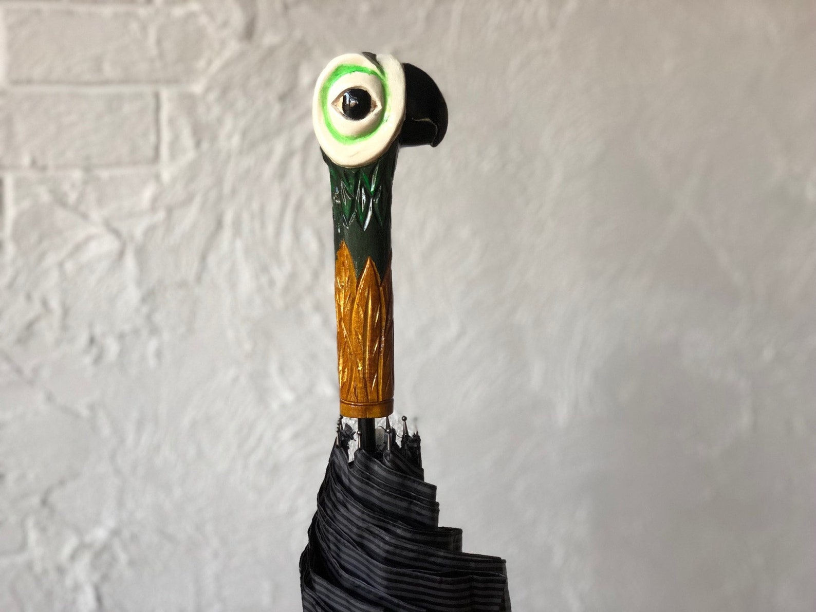 Parrot Umbrella Hand Carved Umbrella Parrot Wooden Handle Etsy