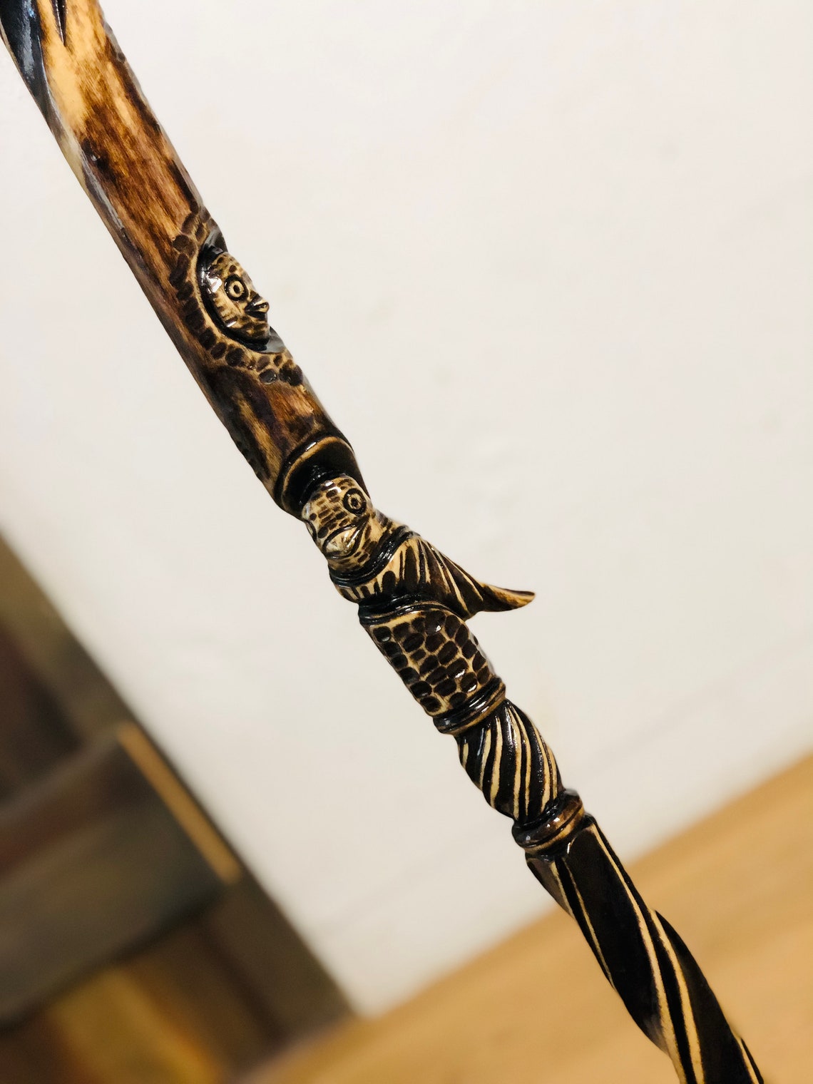 Wizard walking stick Wizard staff Wooden hiking staff Larp Etsy