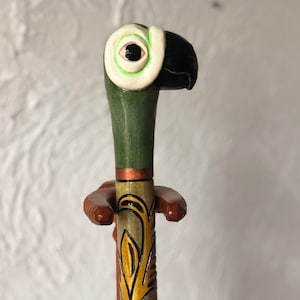 Hand Carved Parrot Walking Cane: Unique Fancy Walking Stick