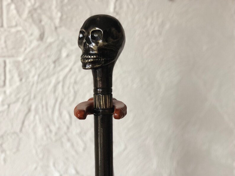 Carved Walking Cane Skull Black Walking Cane for Men Hand