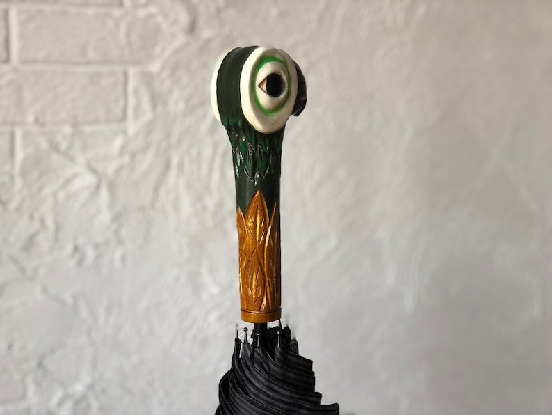 Parrot Umbrella Hand Carved Umbrella Parrot Wooden Handle Etsy