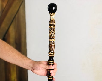 Hand carved hiking staff Wizard staff Mage staff Wooden walking stick