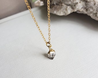 Mini Herkimer Diamond Pendant Necklace, herkimer diamond pendant, gold filled chain, 14k gold filled, herkimer diamond necklace