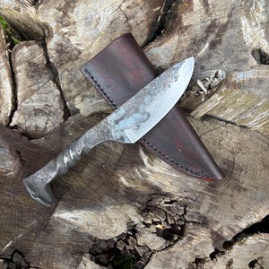 railroad spike knife with sheath.