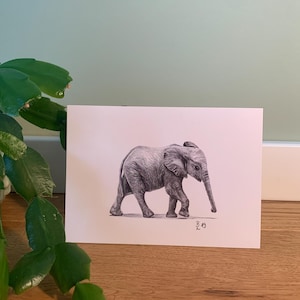 Postkarte Elefant, Illustration