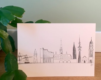 Carte postale : Horizon de Hambourg, illustration