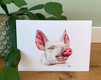 Cartolina Lucky Pig, illustrazione