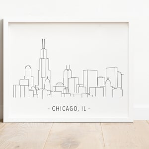 Chicago Print, Chicago skyline Arch, Instant Download, skyline Outline, skyline Wall Art, Black and White, chicago art