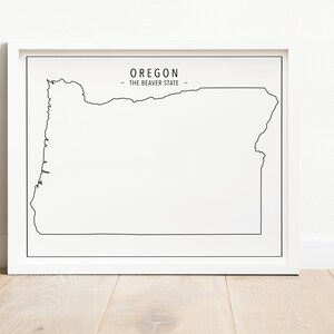 Oregon State Print, Instant Download, Oregon Outline, State Wall Art, State Print, Black and White, Oregon Map
