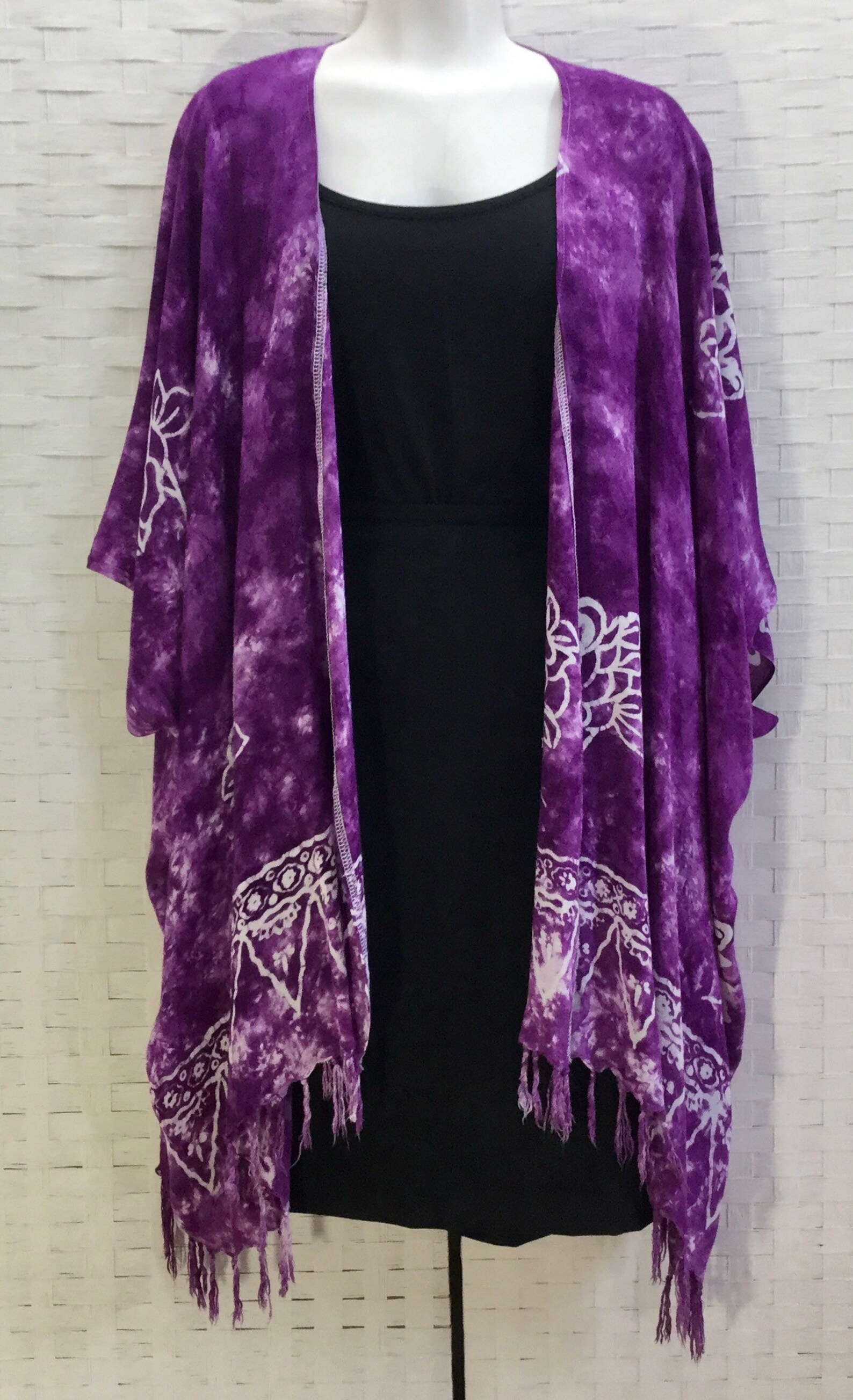 Kimono, Upcycled Sarong Kimono, Coverup, Tie Dye Coverup, One Size