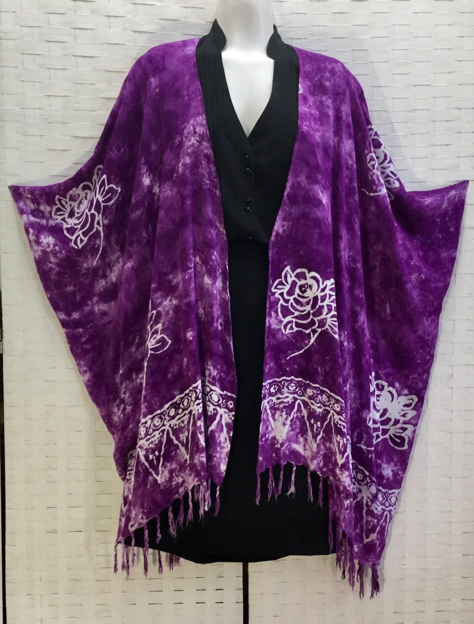 Kimono, Upcycled Sarong Kimono, Coverup, Tie Dye Coverup, One Size