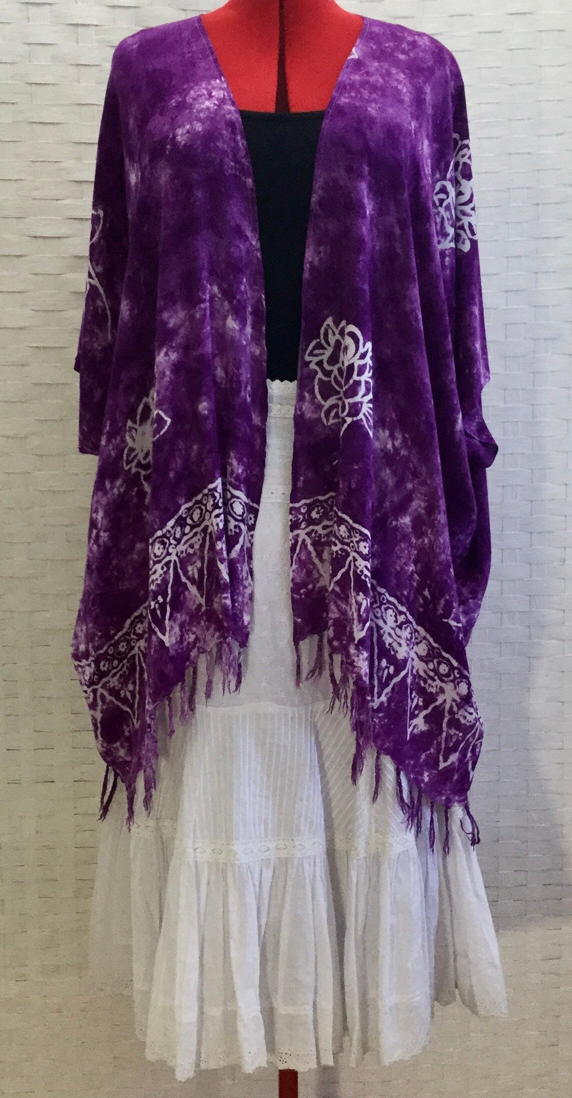 Kimono, Upcycled Sarong Kimono, Coverup, Tie Dye Coverup, One Size